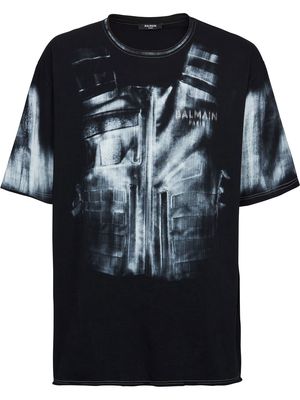 Balmain brushed graffiti-print T-shirt - Black