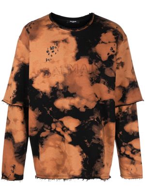 Balmain burnt-print layered T-shirt - Brown