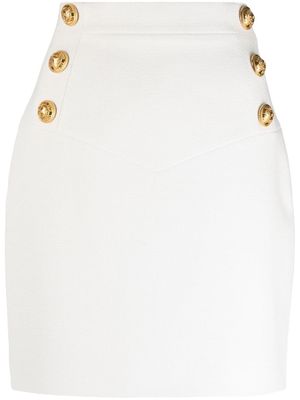 Balmain button-detail high-waisted skirt - White