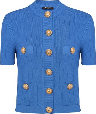 Balmain button-detail knitted cardigan - Blue
