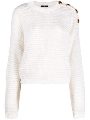 Balmain button-detail knitted jumper - White