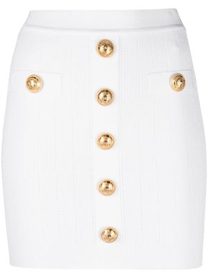 Balmain button-detail knitted miniskirt - White