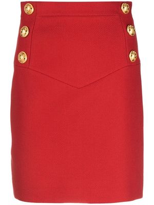 Balmain button-detail mini skirt - Red