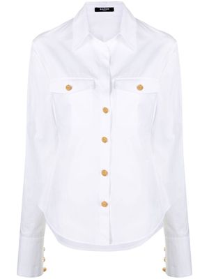 Balmain button-detailed long-sleeved shirt - White