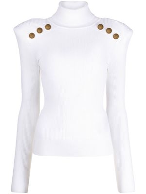 Balmain button-detailed rib knit top - White