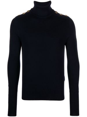 Balmain button-details merino-wool jumper - Blue