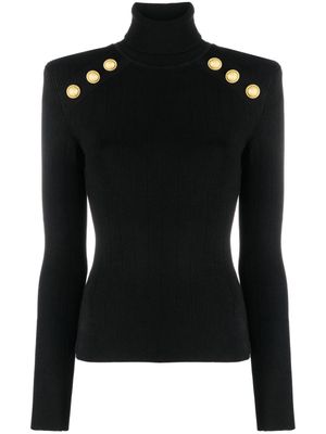Balmain button-embellished ribbed-knit jumper - Black