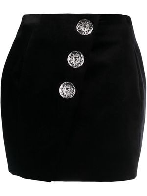 Balmain button-embellished velvet miniskirt - Black