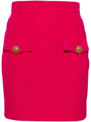 Balmain button-embellished virgin-wool miniskirt - Pink
