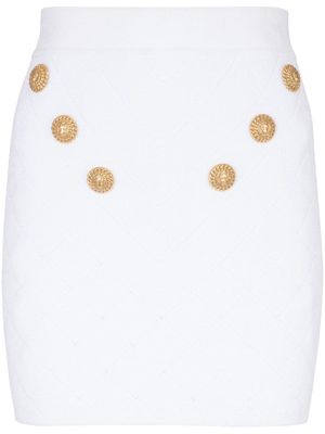 Balmain button-embellishment knitted miniskirt - White