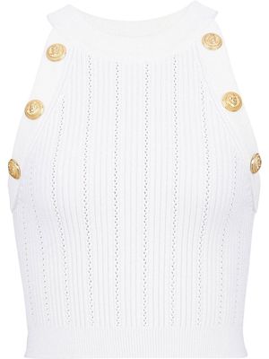 Balmain button-embossed cropped top - White