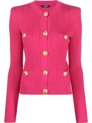 Balmain button-embossed knitted cardigan - Pink