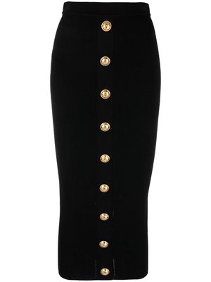 Balmain button-embossed pencil skirt - Black