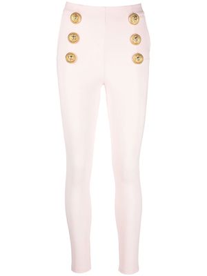 Balmain button-embossed skinny trousers - Pink