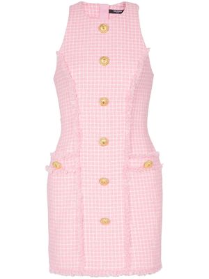 Balmain button-embossed tweed minidress - Pink