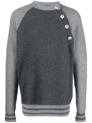 Balmain button-front crew-neck jumper - Grey