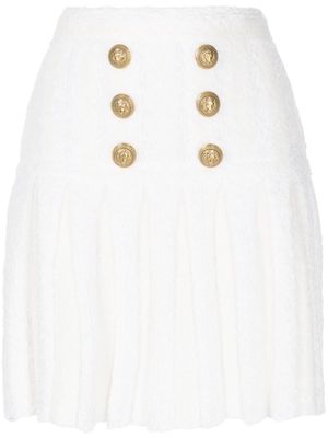 Balmain buttoned pleated mini skirt - White