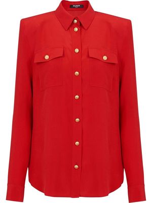 Balmain buttoned-up silk shirt - Red