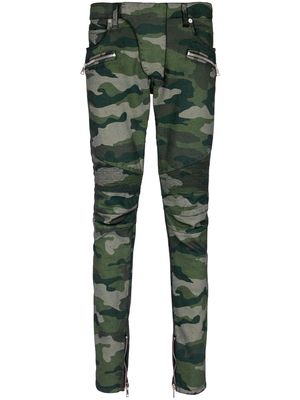 Balmain camouflage-print slim jeans - Green