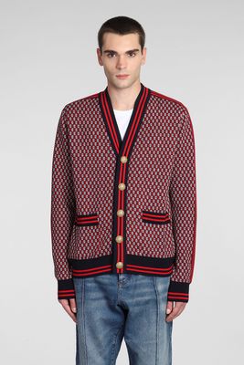 Balmain Cardigan In Blue Wool