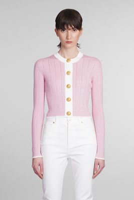 Balmain Cardigan In Rose-pink Viscose