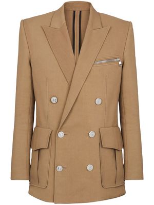 Balmain cargo double-breasted fastening blazer - Brown