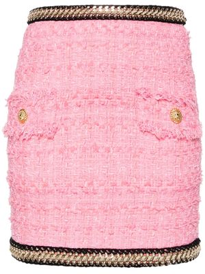Balmain chain-embellished tweed miniskirt - Pink