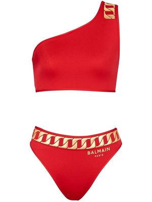Balmain chain link print bikini set - Red