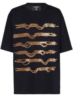 Balmain chain-trim T-shirt - Black