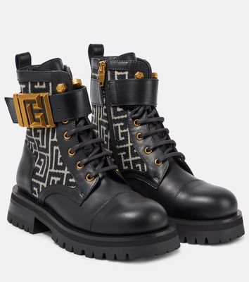Balmain Charlie monogram leather combat boots