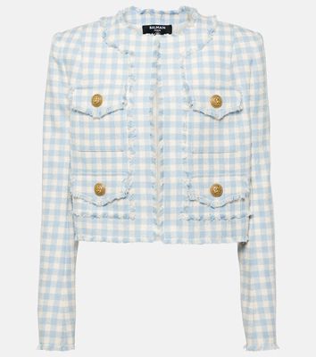 Balmain Checked cotton-blend tweed jacket