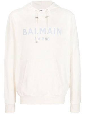 Balmain chest-logo cotton hoodie - White
