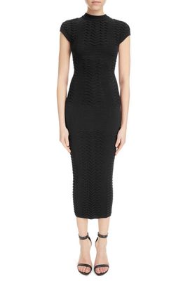 Balmain Chevron Texture Knit Body-Con Dress in 0Pa Black
