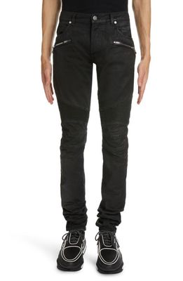 Balmain Coated Ribbed Slim Fit Jeans in 0Pc Noir Delave