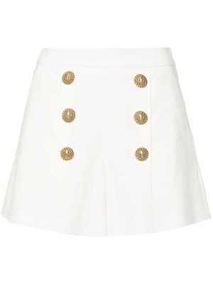 Balmain Coin-buttons crepe shorts - White