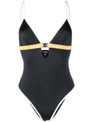 Balmain colour-block fitted swimsuit - Black