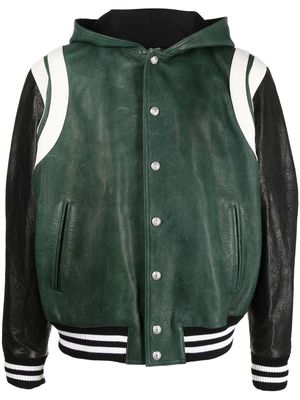 Balmain colour-block hooded bomber jacket - Green