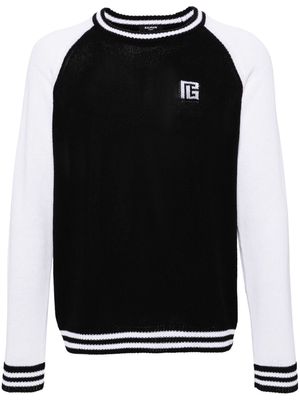 Balmain colour-block ribbed-knit jumper - Black