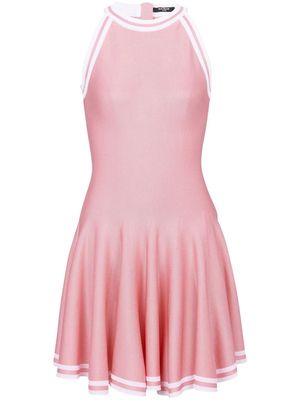 Balmain contrast-knit sleeveless skater dress - Pink