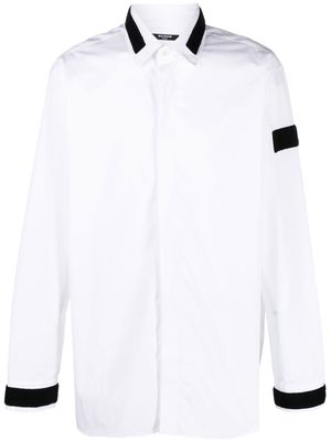 Balmain contrast-trim long sleeve shirt - White