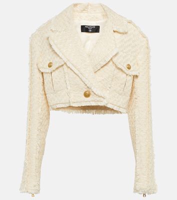 Balmain Cotton-blend tweed cropped jacket