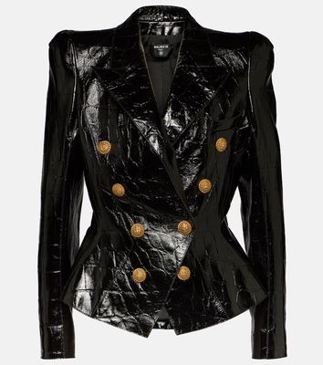 Balmain Croc-effect leather blazer