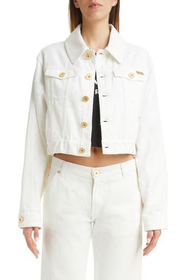 Balmain Crop Denim Jacket in White