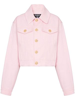 Balmain cropped denim jacket - Pink