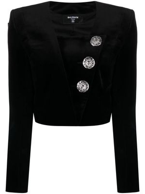 Balmain cropped velvet jacket - Black