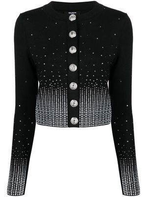 Balmain crystal-embellished button-up cardigan - Black