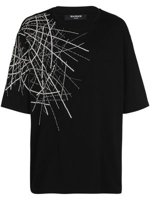 Balmain crystal-embellished cotton T-shirt - Black
