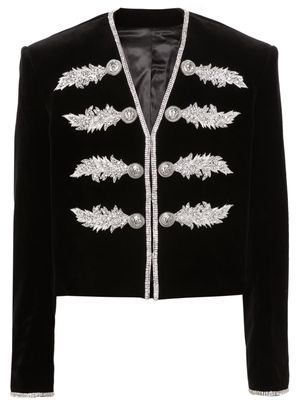 Balmain crystal-embellished velvet jacket - Black