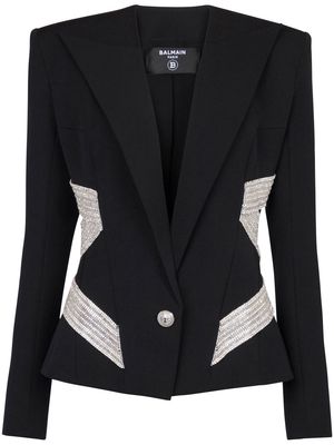 Balmain crystal-embellished wool blazer - Black