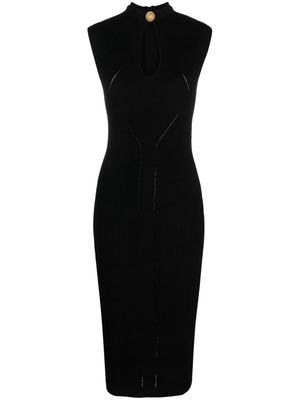 Balmain cut-out ribbed-knit dress - Black